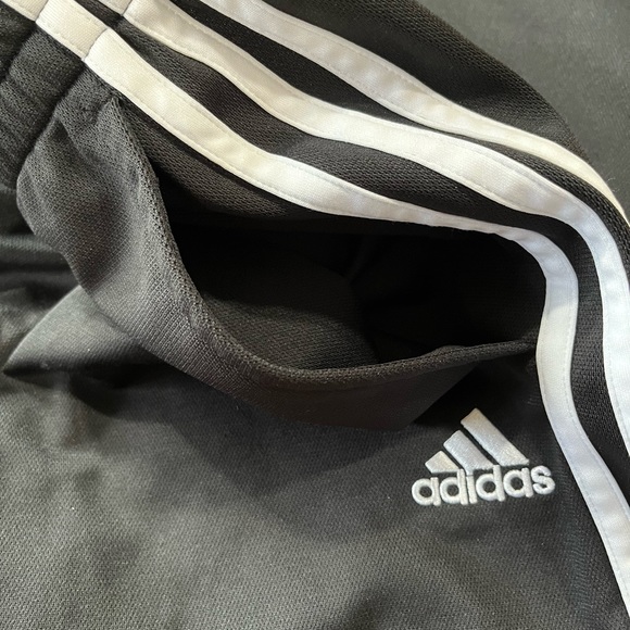 Adidas Athletic Sweatpants Black w/ White Stripes Girls Size 14/16 L EUC - Picture 3 of 8